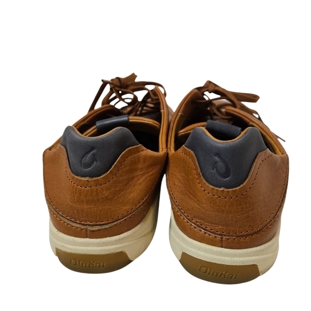 OluKai Men's Lae'ahi Lī 'Ili Leather Lace Up Sneakers- Fox Tan Brown - 9 M - Picture 7 of 9
